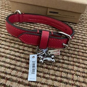 New in box Coach leather  red dog collar